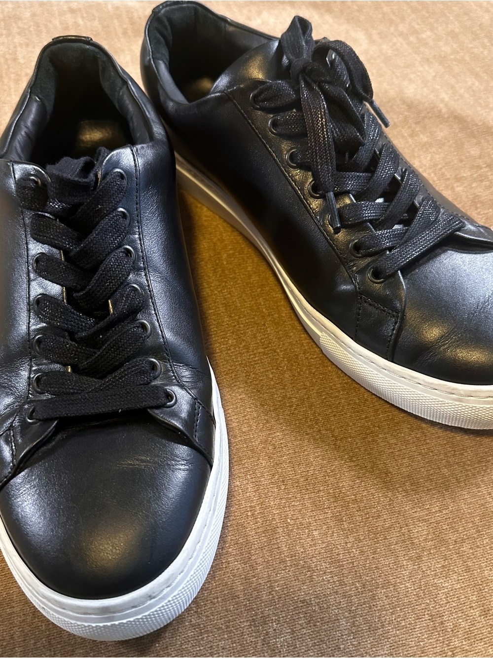 Thursday Boot Company Black Leather Low-Top Sneakers with White Sole
